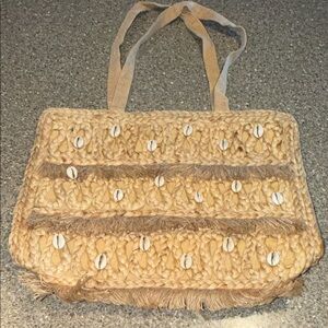 Salt + Umber Tote Bag with Shell Accents
